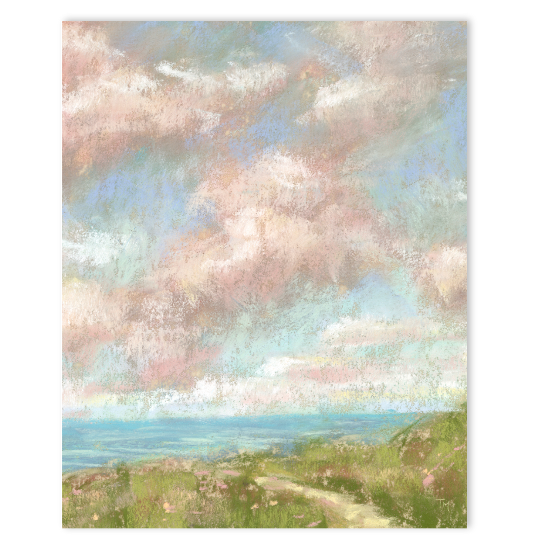 Coastal Serenity Vertical Soft Pastel Giclée Art Print