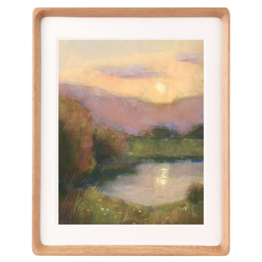 Sunset Reflections Soft Pastel Giclée Art Print