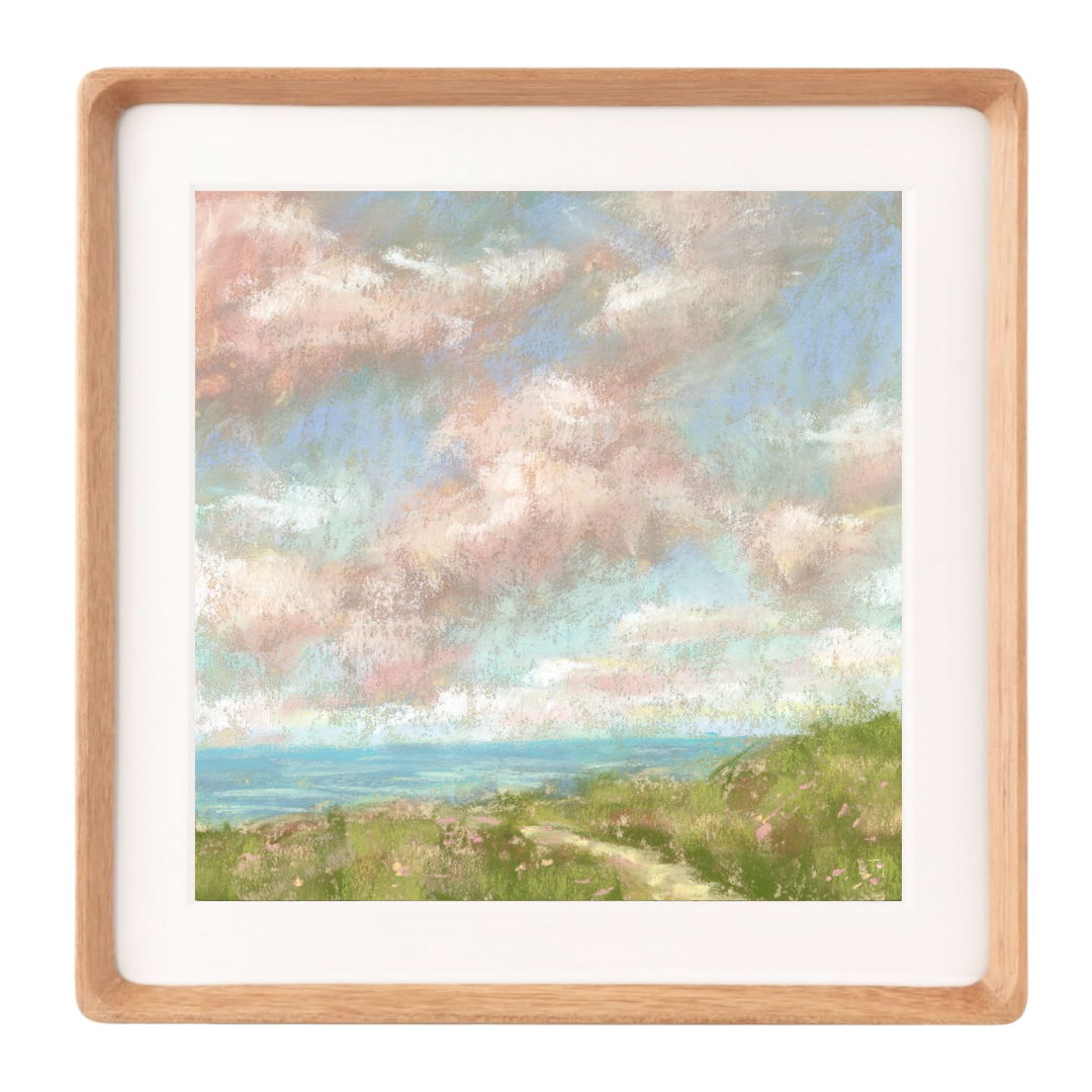 Coastal Serenity Vertical Soft Pastel Giclée Art Print