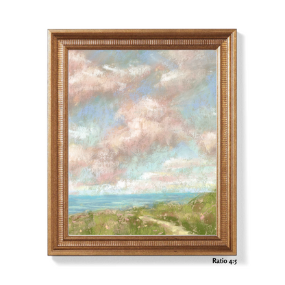 Coastal Serenity Vertical Soft Pastel Giclée Art Print