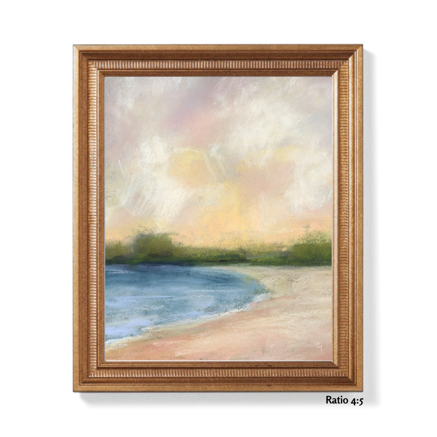 Sunset Reverie Vertical Soft Pastel Giclée Art Print