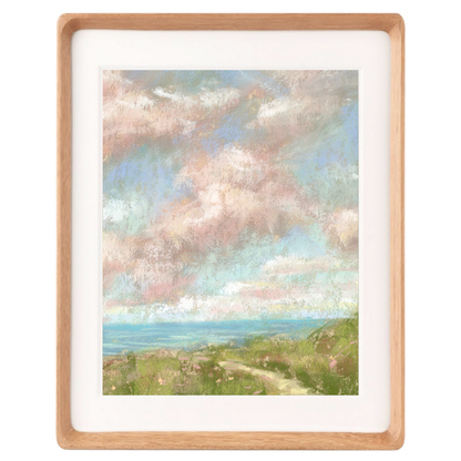 Coastal Serenity Vertical Soft Pastel Giclée Art Print