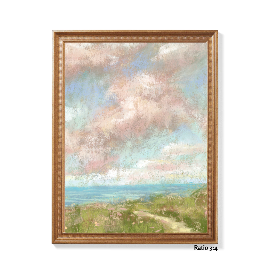 Coastal Serenity Vertical Soft Pastel Giclée Art Print