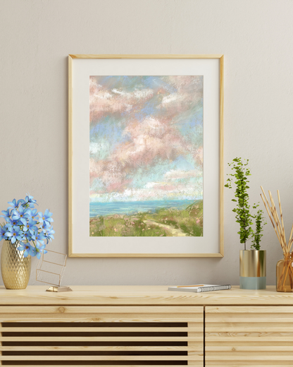 Coastal Serenity Vertical Soft Pastel Giclée Art Print