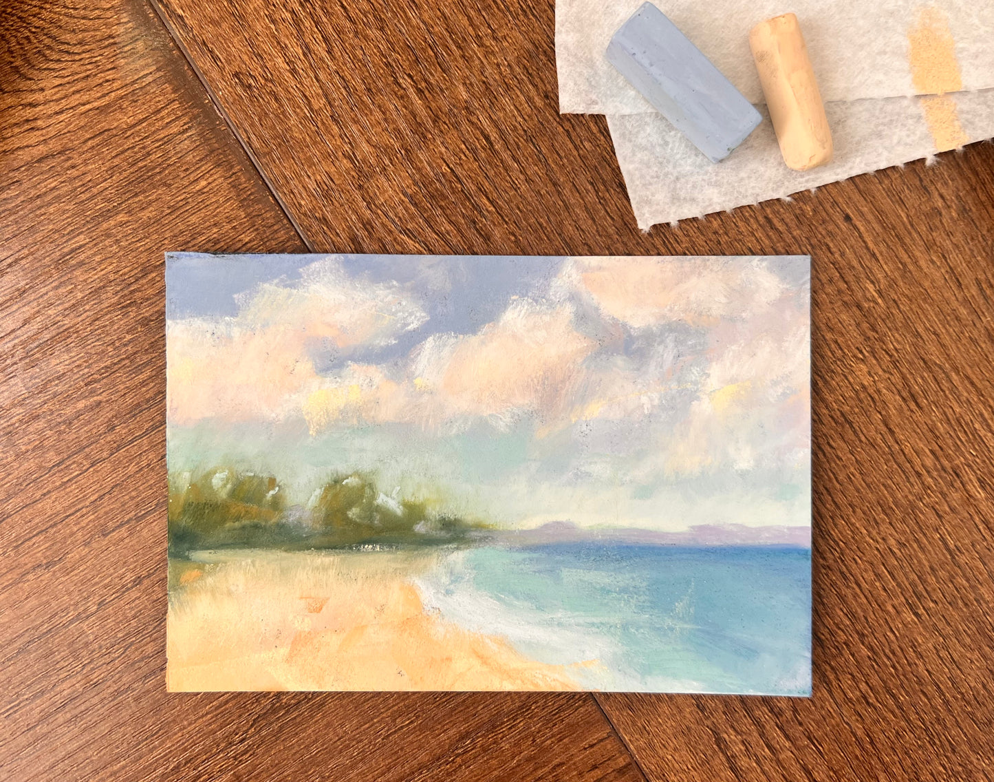 By the Beach 4x6 Original Soft Pastel Painting