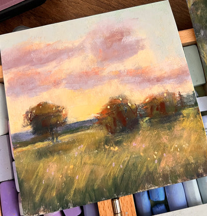 Evening Glow 6x6 Original Soft Pastel Painting