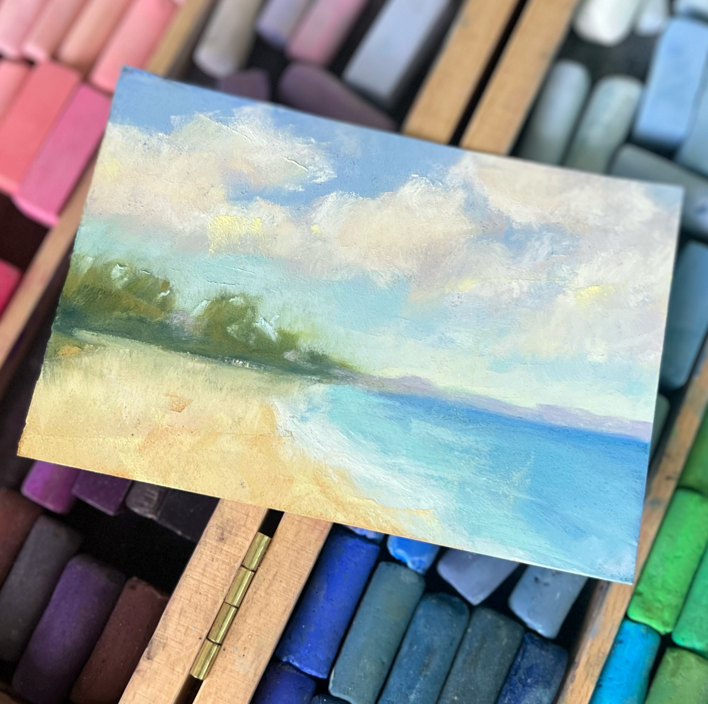 By the Beach 4x6 Original Soft Pastel Painting