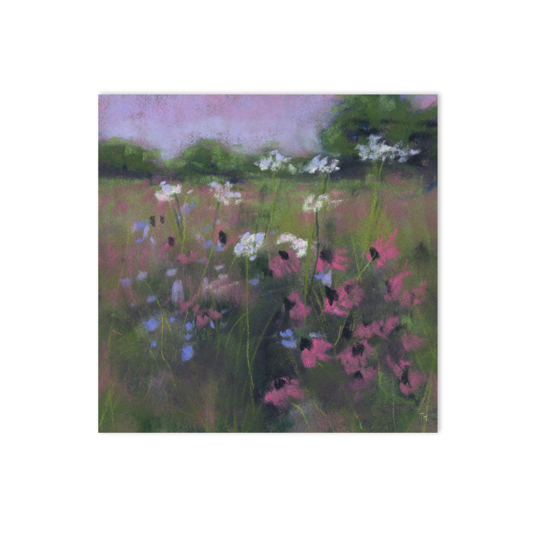 Expressive Wildflowers 4x4 Original Soft Pastel Painting