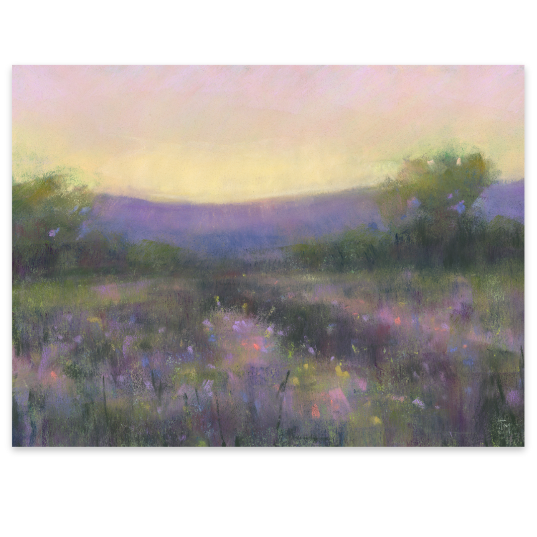 Twilight Meadow 5x7 Original Soft Pastel Painting